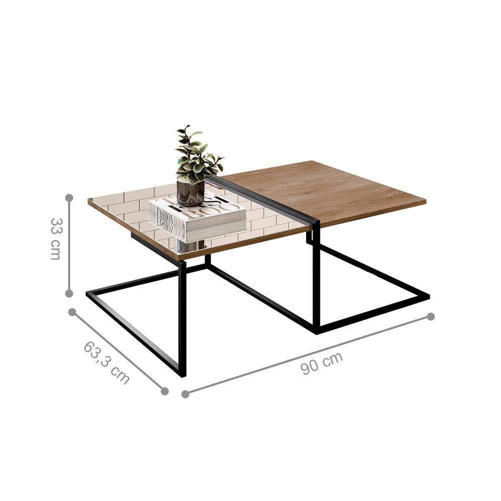 Conjunto Mesa De Centro E Mesas Laterais Taiwan Demolição Preto - 4