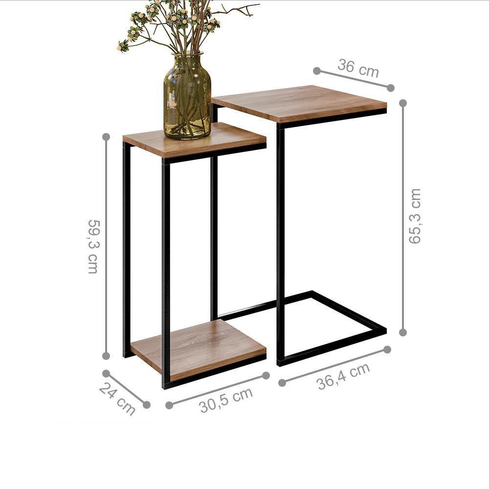 Conjunto Mesa De Centro E Mesas Laterais Taiwan Demolição Preto - 5