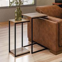 Conjunto Mesa De Centro E Mesas Laterais Taiwan Demolição Preto - 3