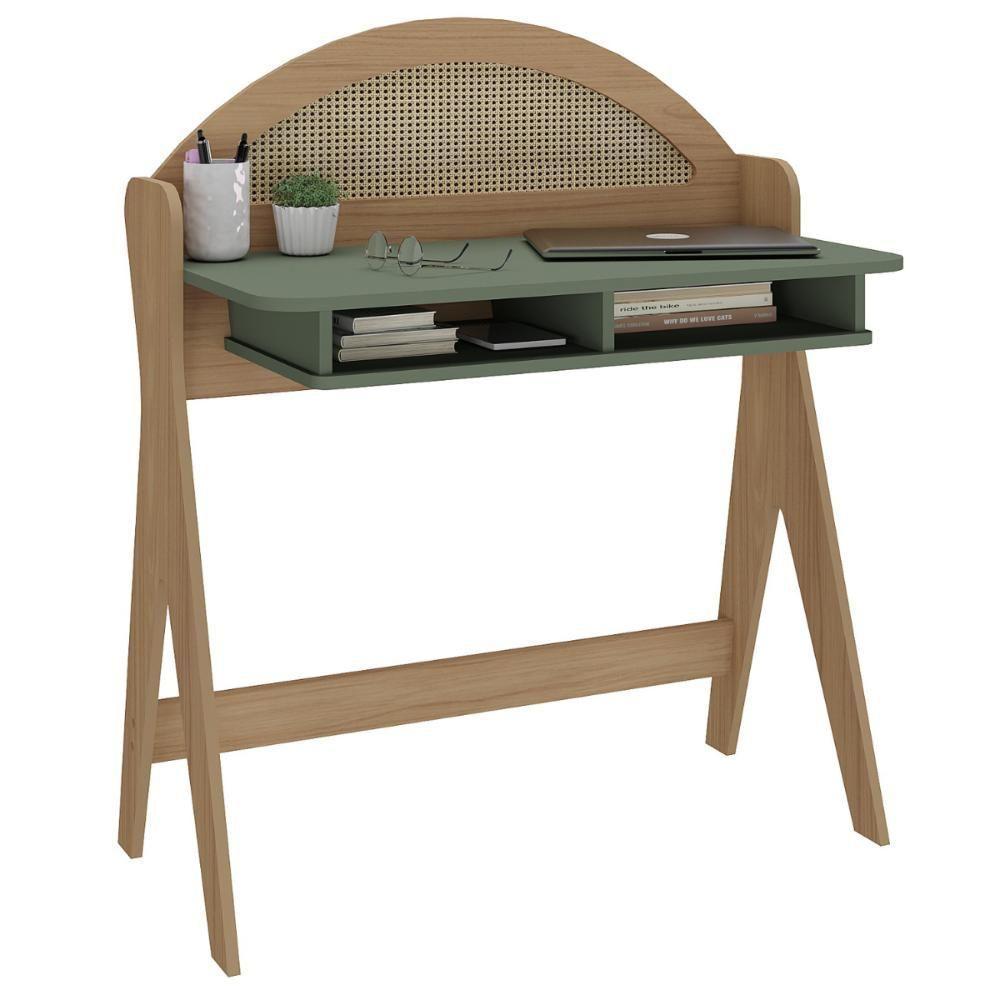 Mesa De Computador 2 Nichos Roma Carvalho Menta - 1