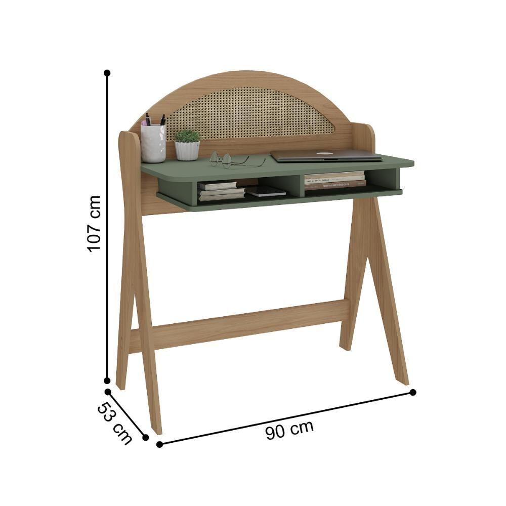 Mesa De Computador 2 Nichos Roma Carvalho Menta - 2
