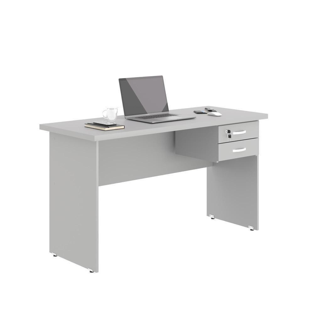 Mesa De Escritorio Com Armário 2 Portas Pampulha Cinza - 4
