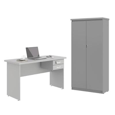 Mesa De Escritorio Com Armário 2 Portas Pampulha Cinza
