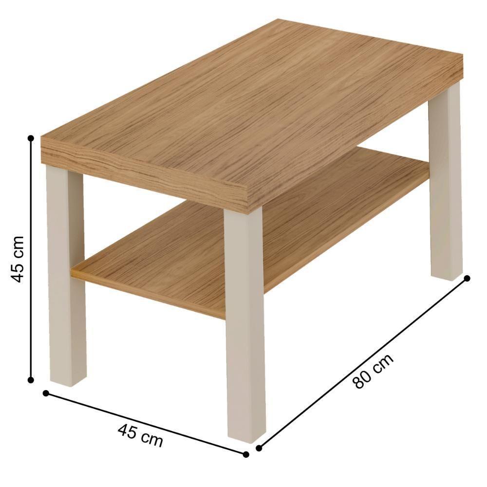 Mesa De Centro 1 Prateleira Faxinal Carvalho Off White - 2