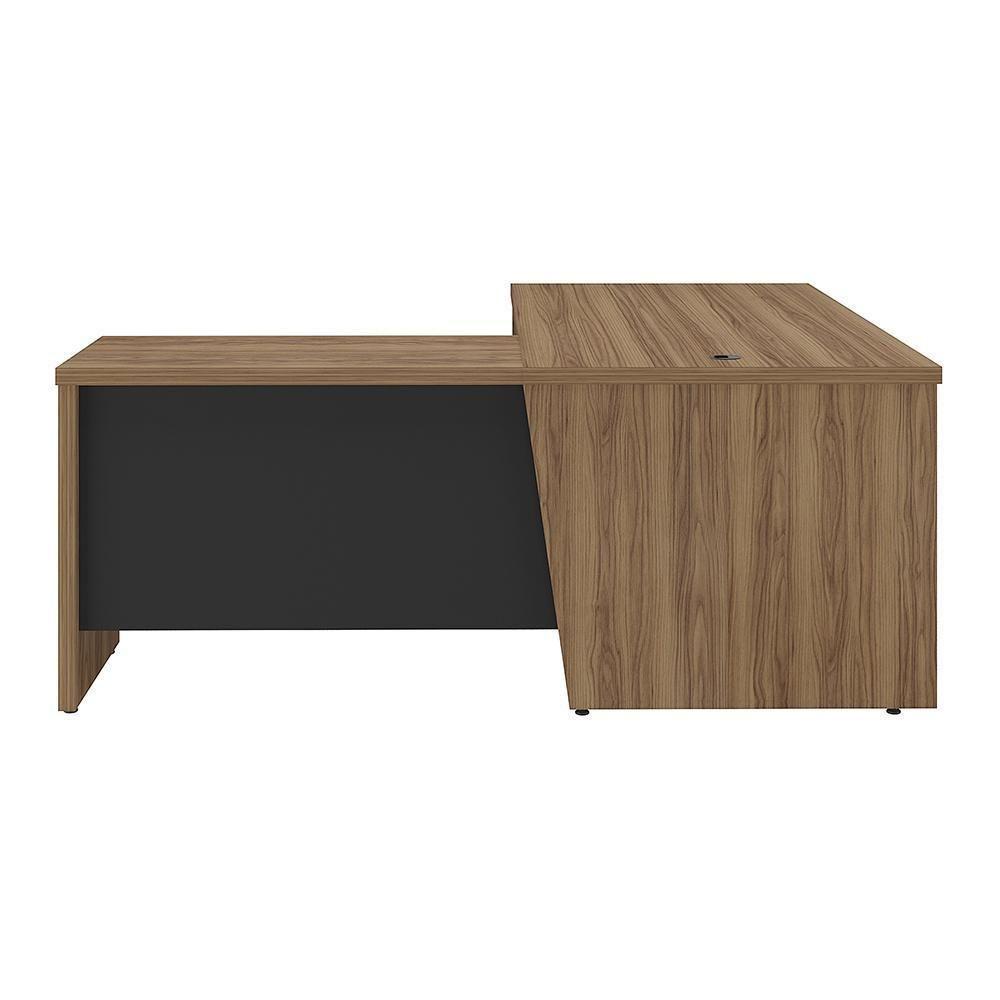 Mesa Executiva Em L Newport Nogal Preto - 4