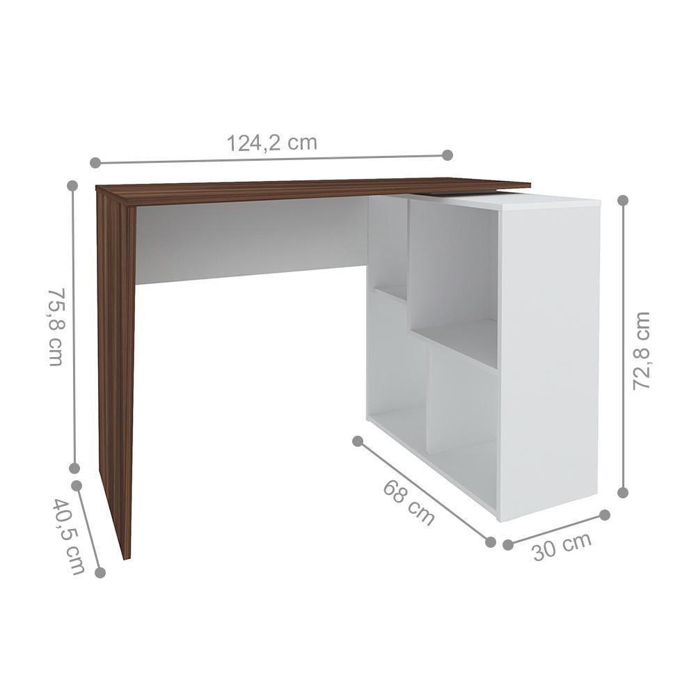 Mesa De Escritório Em L 4 Nichos Illinois Ipê Branco - 2