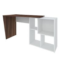 Mesa De Escritório Em L 4 Nichos Illinois Ipê Branco - 3