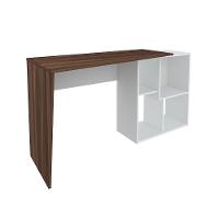 Mesa De Escritório Em L 4 Nichos Illinois Ipê Branco - 5