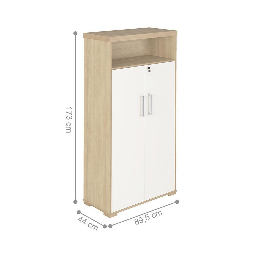 Conjunto Mesa Executiva E Armário Burton Carvalho Branco - 3