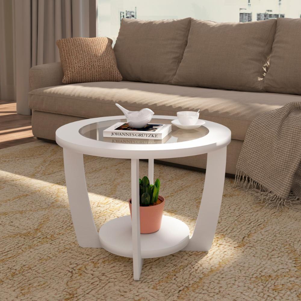 Mesa De Centro Com Tampo De Vidro Pinhais Branco - 3