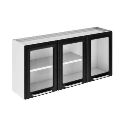 Armário Aéreo Tarsila 3 Portas Vidro Ipv3-120 Itatiaia Preto