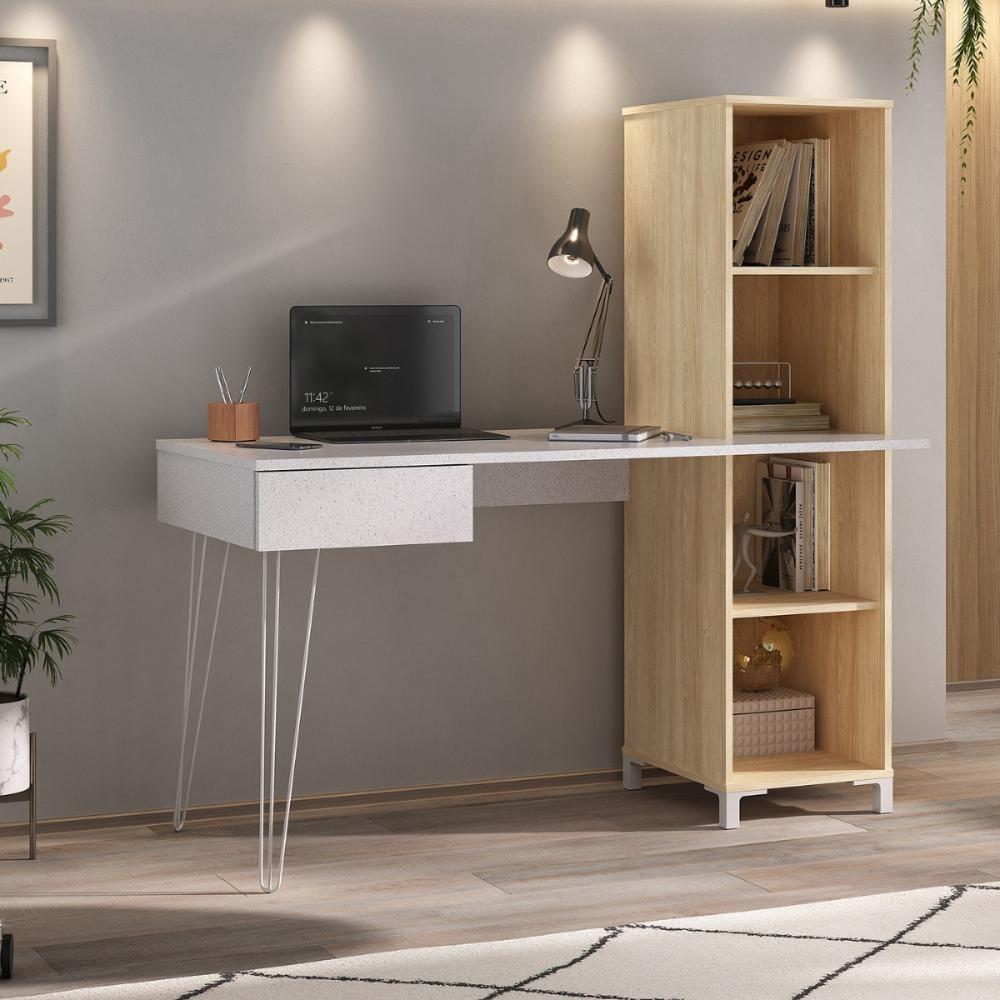 Mesa Para Computador Com 1 Gaveta Chipre Terrazza Carvalho - 4