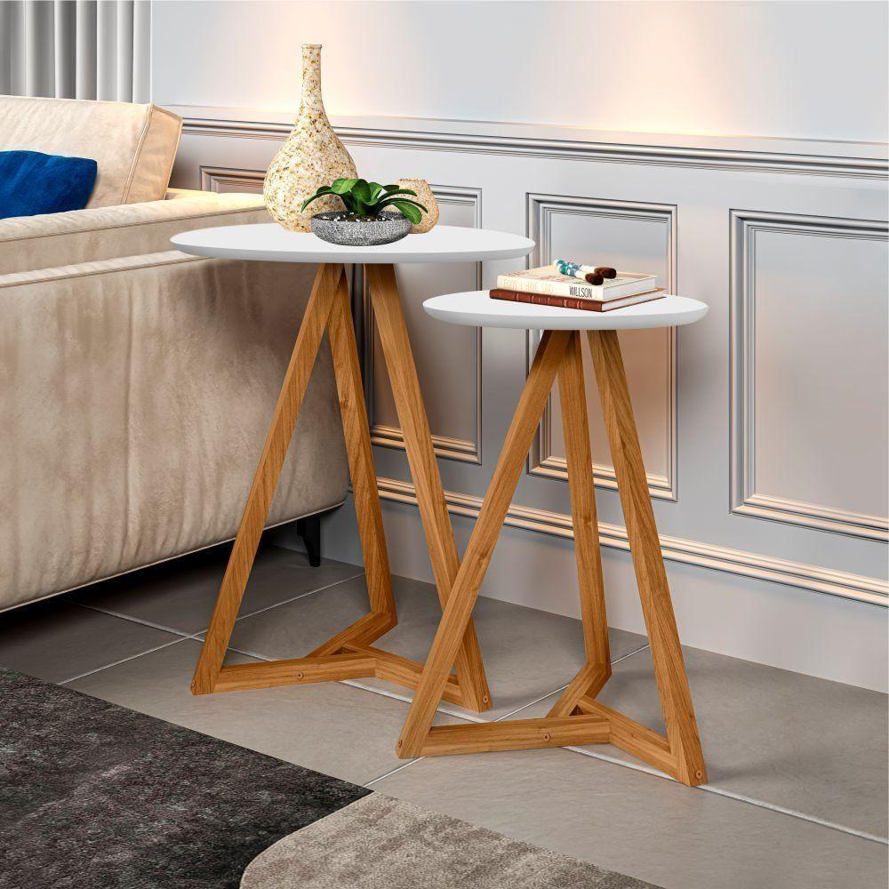 Jogo De Mezanino Lateral Com Mesa De Centro Juventus Branco Nature - 2