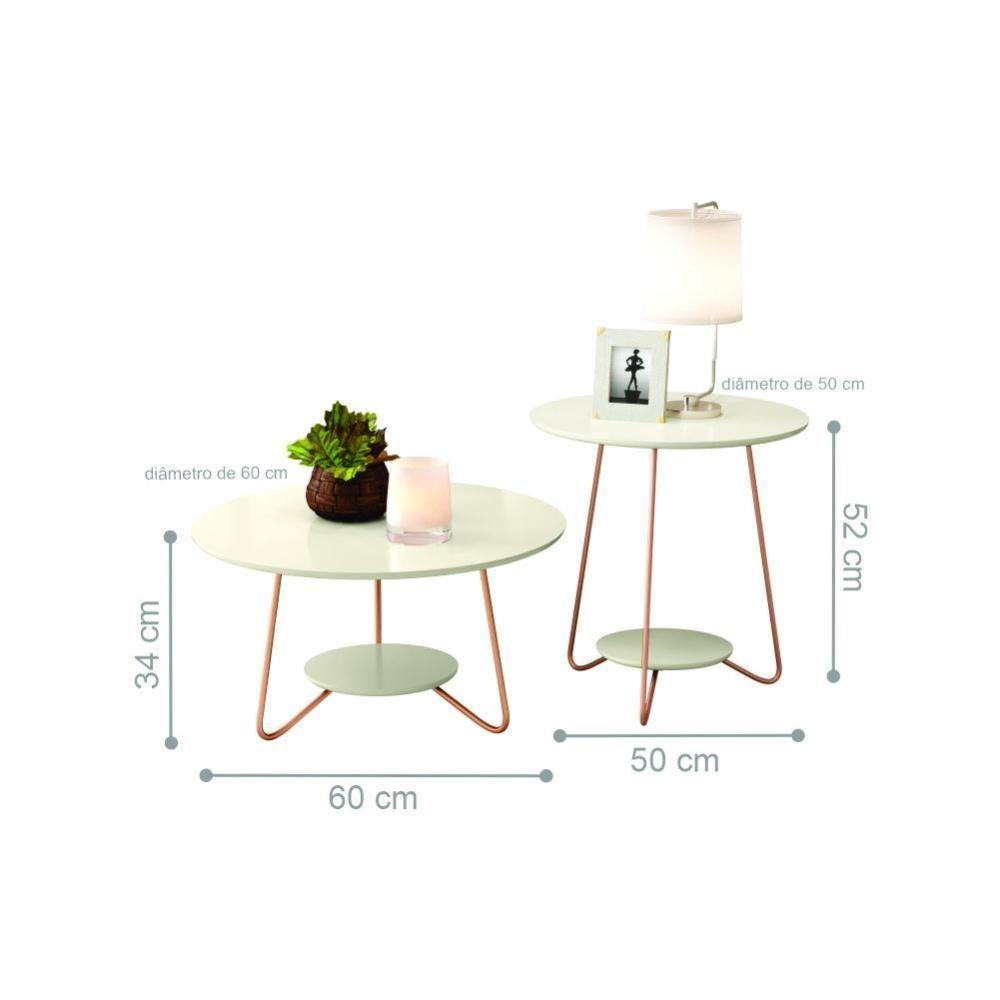 Jogo De Mesa Centro E Lateral Home Off White - 2