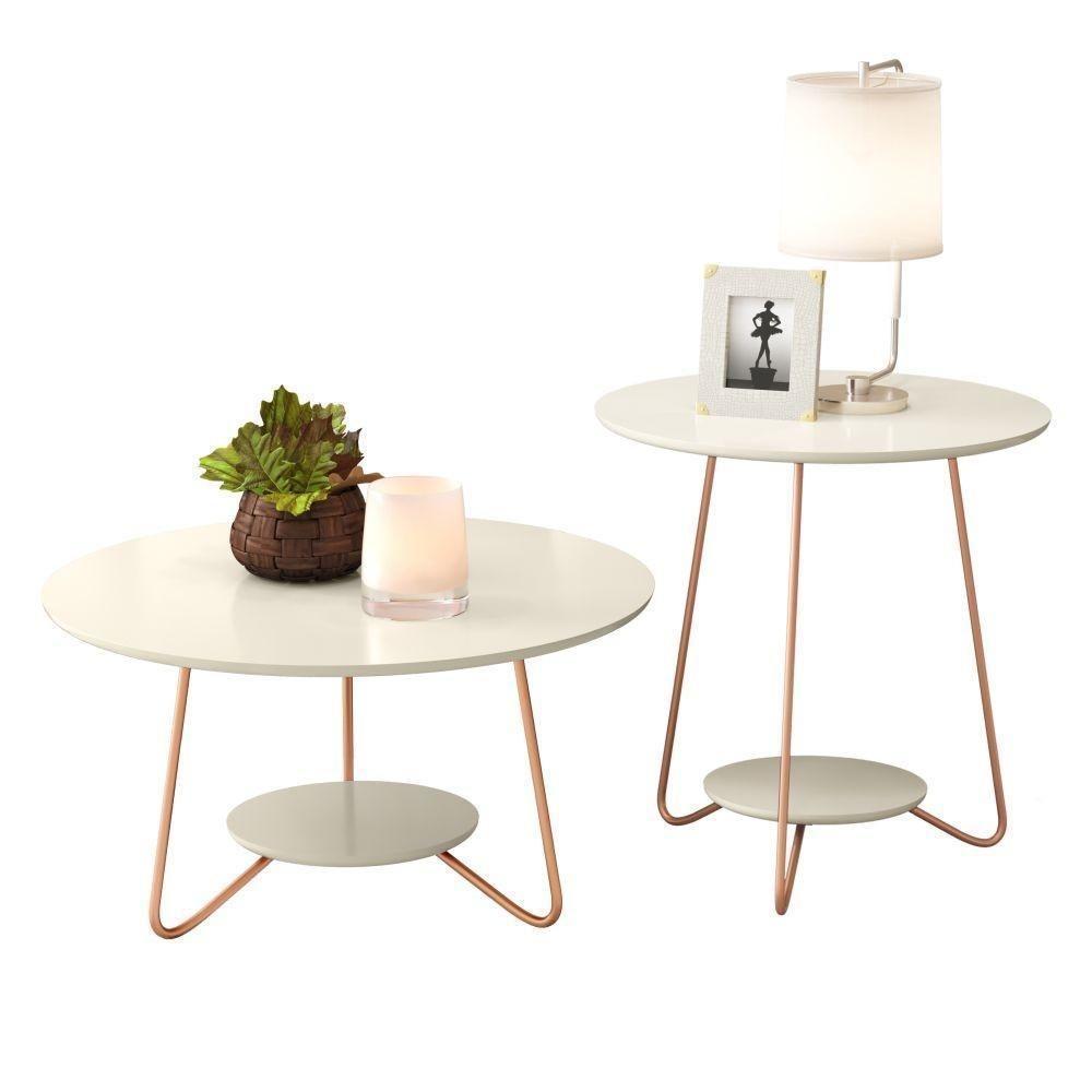 Jogo De Mesa Centro E Lateral Home Off White - 3