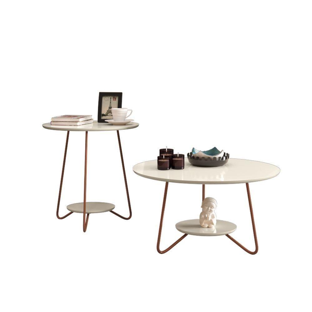 Jogo De Mesa Centro E Lateral Home Off White - 4