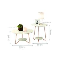 Jogo De Mesa Centro E Lateral Home Off White - 2