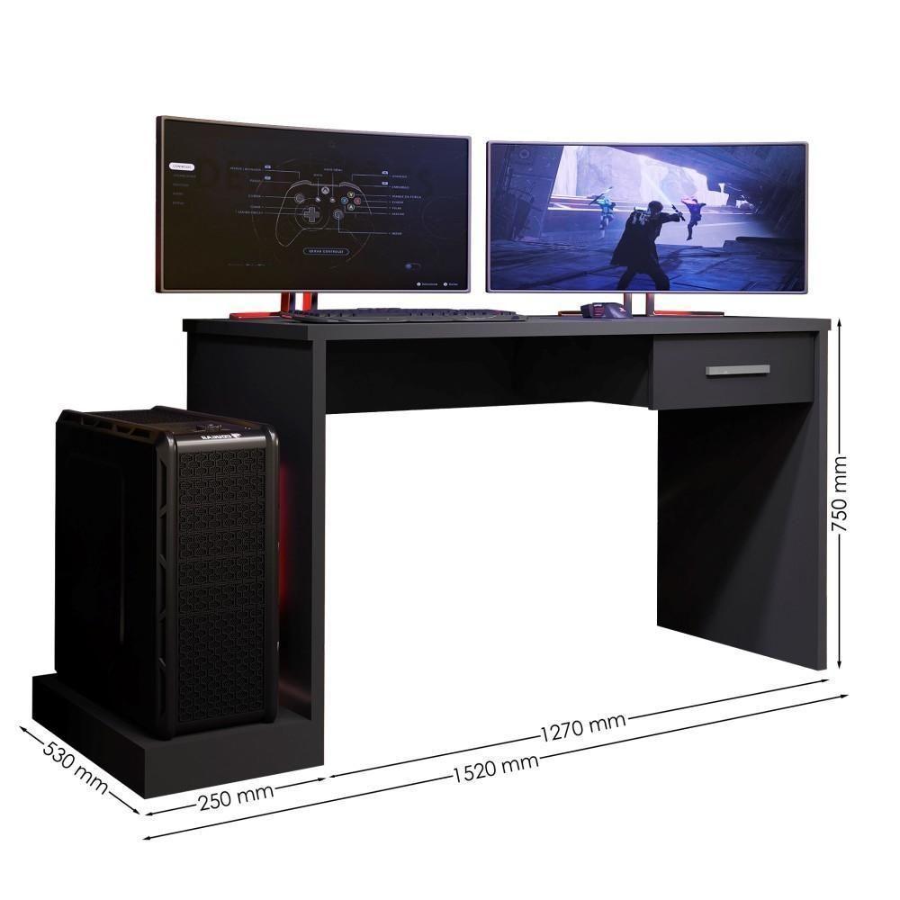 Mesa Gamer Com Plataforma Versátil Ventelle Preto - 2
