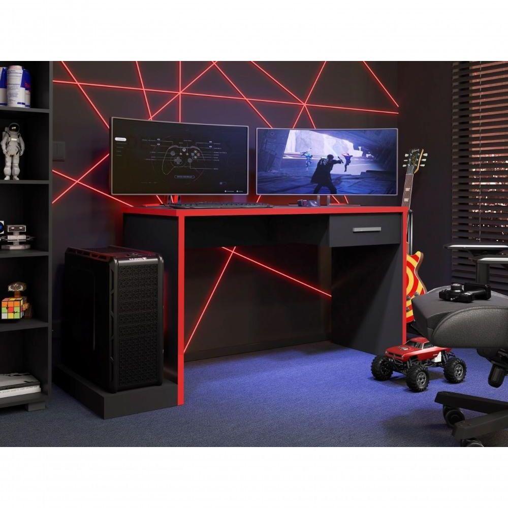 Mesa Gamer Com Plataforma Versátil Ventelle Preto Vermelho - 3