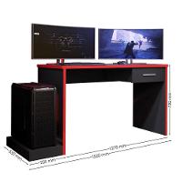 Mesa Gamer Com Plataforma Versátil Ventelle Preto Vermelho - 2