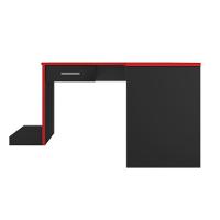 Mesa Em L Com Gaveta Adrianus Preto Vermelho