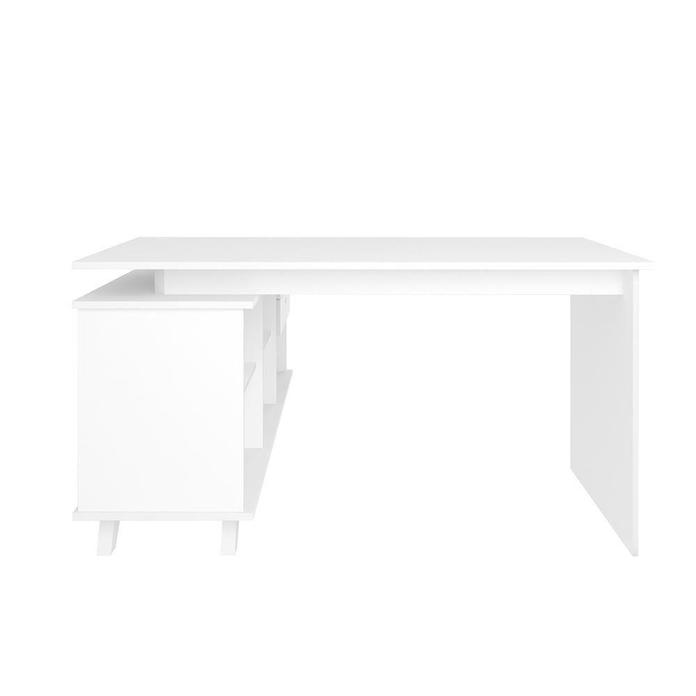 Mesa De Escritório Em L Retrô 3 Gavetas Arizona Branco - 6