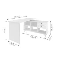 Mesa De Escritório Em L Retrô 3 Gavetas Arizona Branco - 2