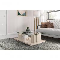 Mesa De Centro Com Vidro Atenas Calacata Off-white - 3