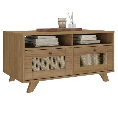 Mesa De Centro Retrô 2 Gavetas Tibagi Carvalho