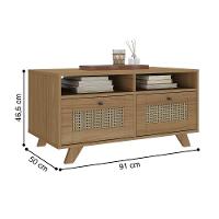 Mesa De Centro Retrô 2 Gavetas Tibagi Carvalho - 2