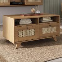 Mesa De Centro Retrô 2 Gavetas Tibagi Carvalho - 3