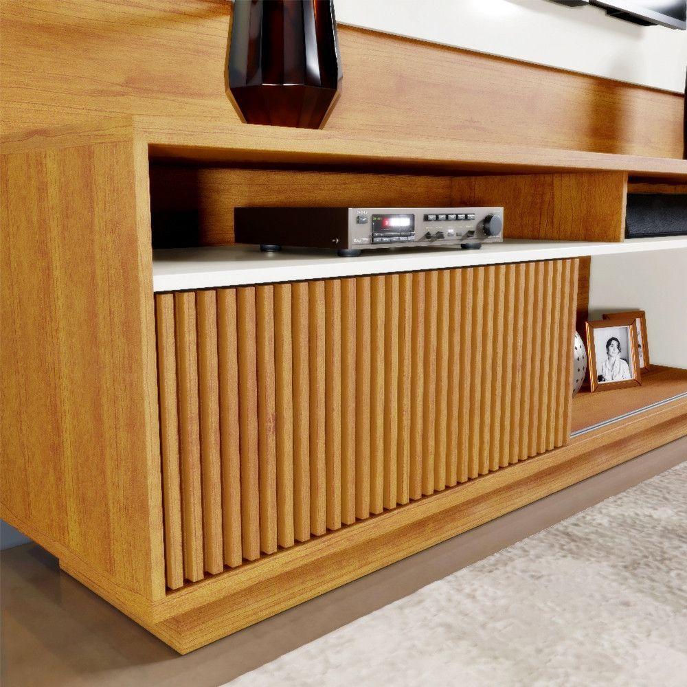 Rack Granada Para Tv Até 75 Polegadas Mavaular Naturalle Com Off White - 4