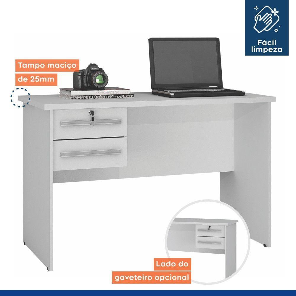 Mesa Para Computador Byte Em Branco Acetinado Com 2 Gavetas Valdemóveis - 2