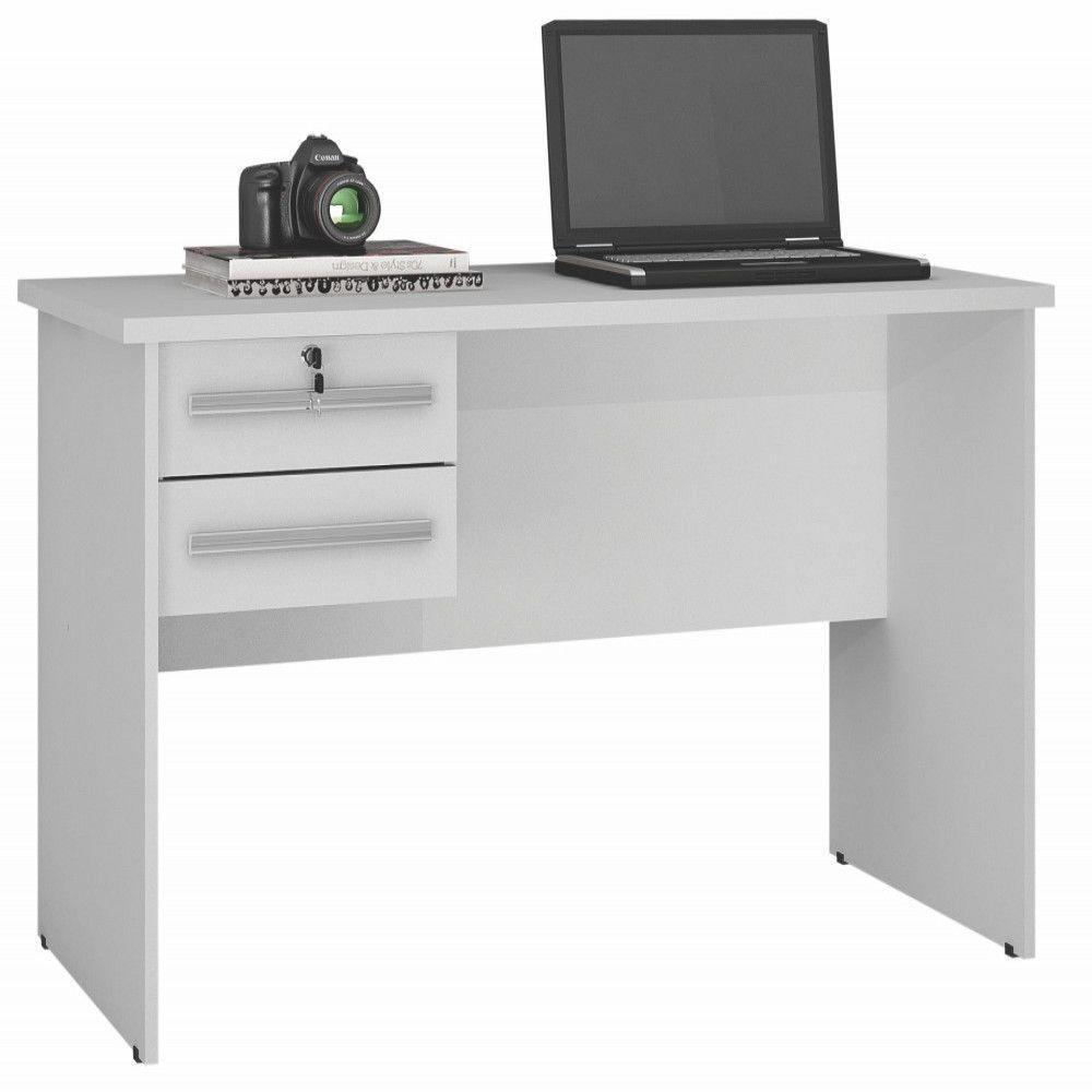 Mesa Para Computador Byte Em Branco Acetinado Com 2 Gavetas Valdemóveis - 5