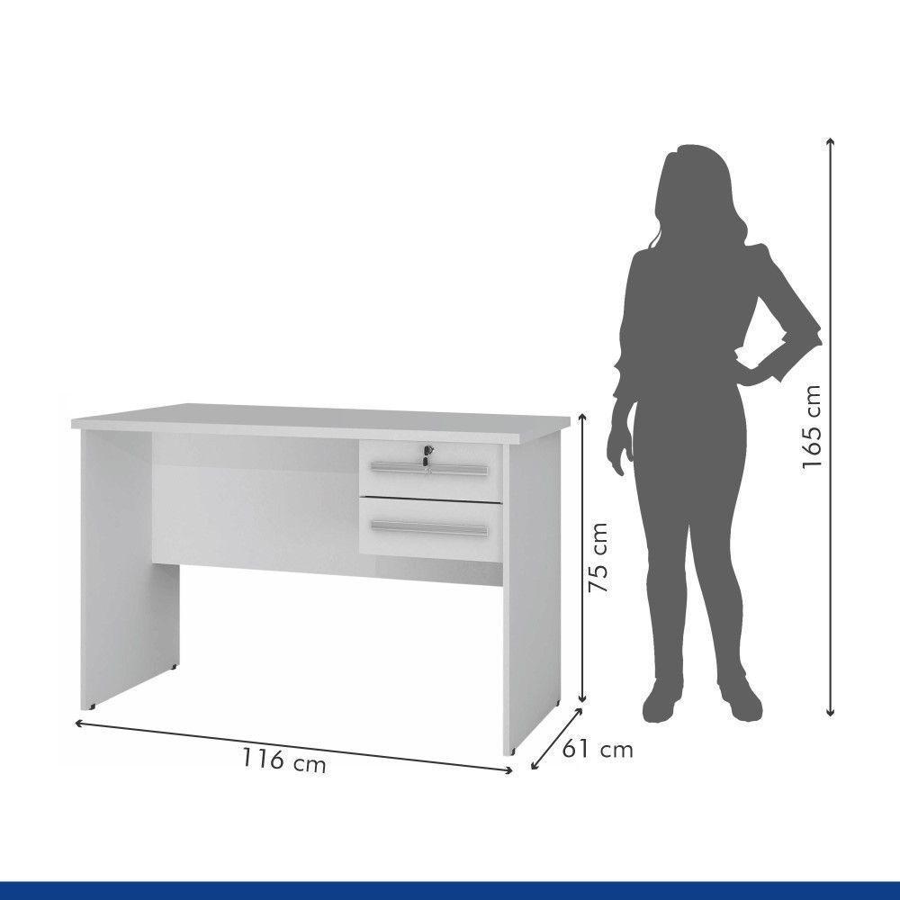Mesa Para Computador Byte Em Branco Acetinado Com 2 Gavetas Valdemóveis - 6