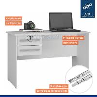 Mesa Para Computador Byte Em Branco Acetinado Com 2 Gavetas Valdemóveis