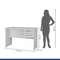 Mesa Para Computador Byte Em Branco Acetinado Com 2 Gavetas Valdemóveis - 6