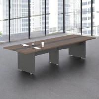 Mesa De Reunião 8 Lugares Com Faixa Bari Freijó Preto - 1