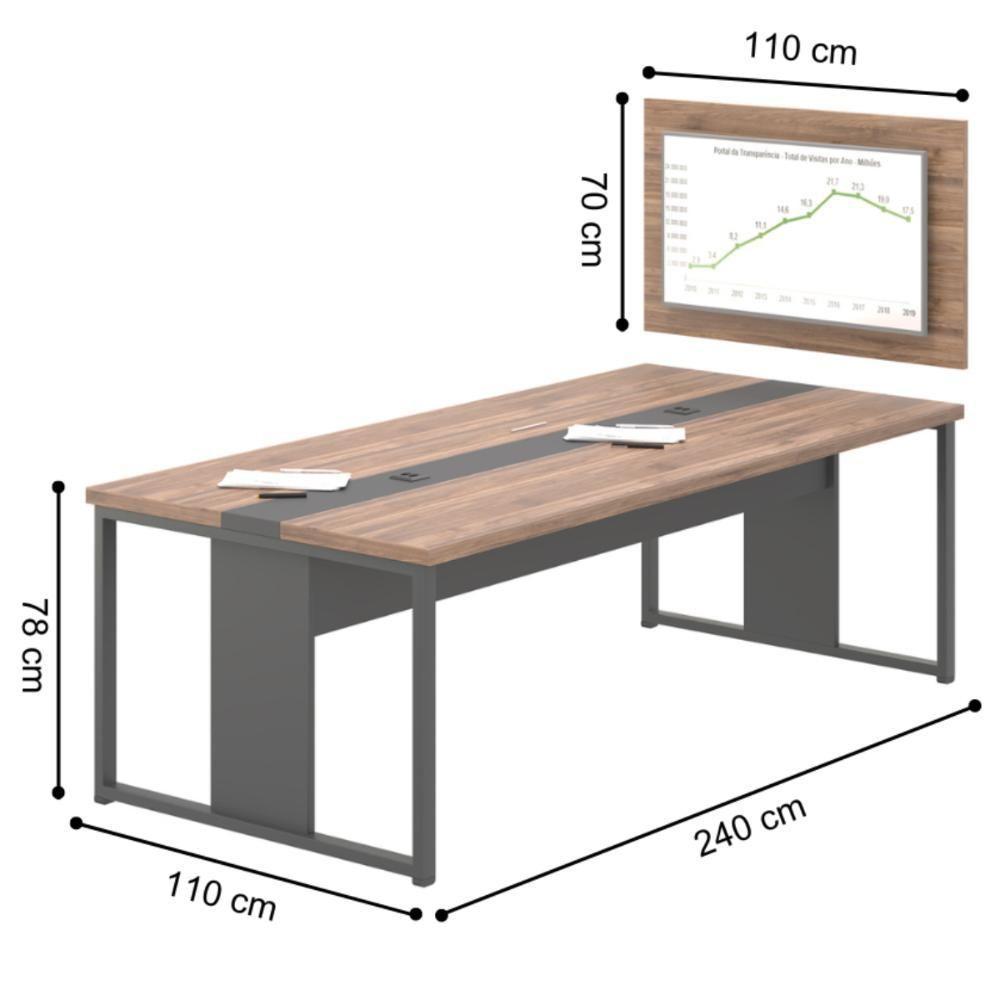 Mesa De Reunião Com Painel 4 Lugares Empresa Noce Preto - 2