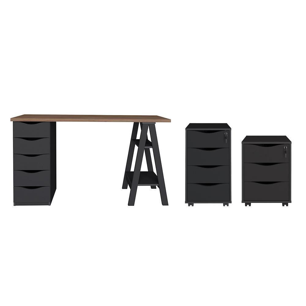 Conjunto Escritório Completo Solingen Nogal Preto - 1