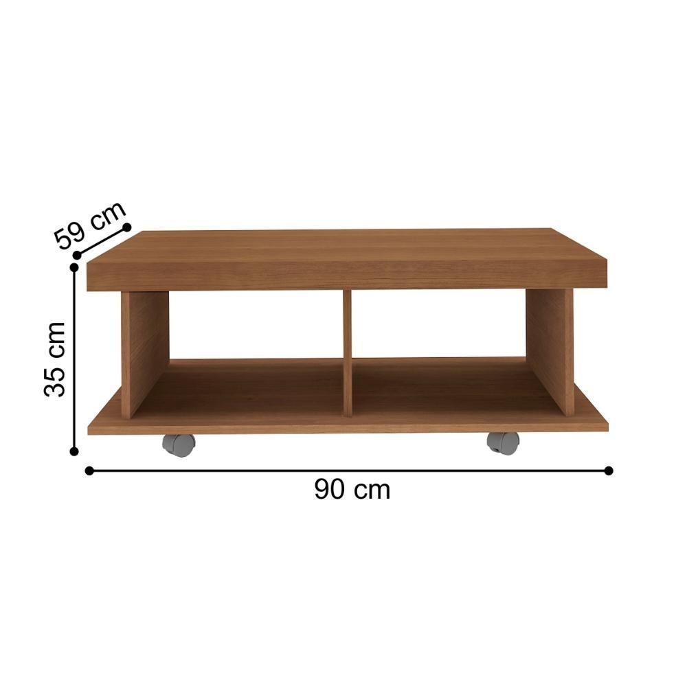 Mesa De Centro 4 Rodízios E 2 Nichos Irati Cinamomo - 2