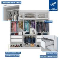Guarda Roupa Casal Evidence Branco 3 Portas De Correr E 3 Espelhos Minastex - 2