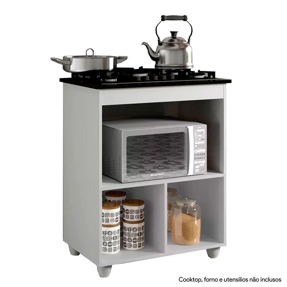 Balcão Para Cooktop Salvia Branco 1 Porta 1 Nicho 5 Bocas Kaiki Moveis Branco - 3