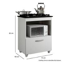 Balcão Para Cooktop Salvia Branco 1 Porta 1 Nicho 5 Bocas Kaiki Moveis Branco - 2