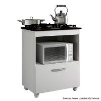 Balcão Para Cooktop Salvia Branco 1 Porta 1 Nicho 5 Bocas Kaiki Moveis Branco