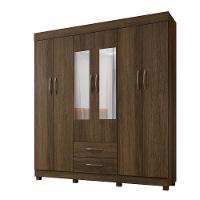 Roupeiro Copacabana Imbuia 6 Portas Com Espelho Benetil Móveis Imbuia - 1