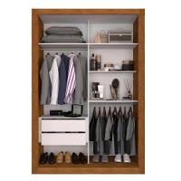 Guarda Roupa Com Espelho 2 Portas 2 Gavetas Panamá Sallêto Móveis Cinamomo Com Off White - 7