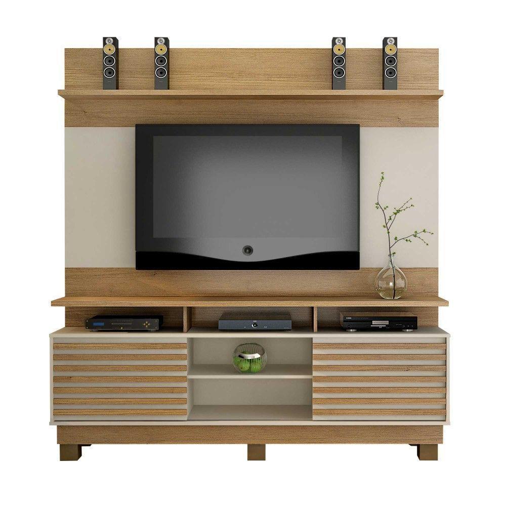 Estante Home Texas Para Tv Até 60 Polegadas 2 Portas 2 Prateleiras E Nichos Cinamomo Com Off White - 7