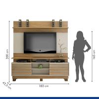 Estante Home Texas Para Tv Até 60 Polegadas 2 Portas 2 Prateleiras E Nichos Cinamomo Com Off White - 9