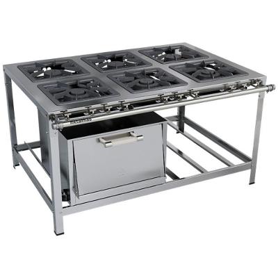 Fogão Industrial Stori Premium 6 Bocas 40x40 Forno M19 Aço Inox 430 Metalmaq Fogão Baixa Pressão